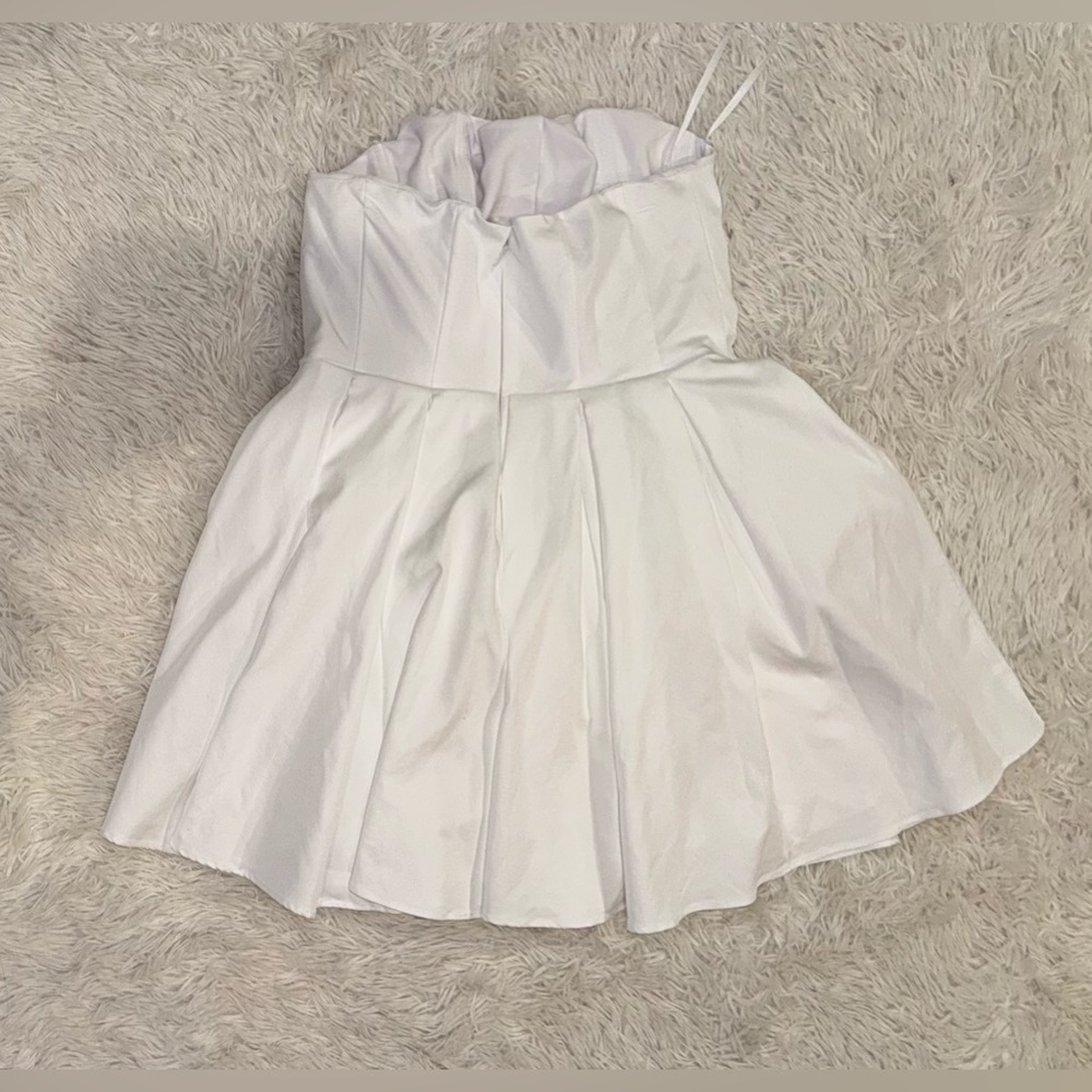 NWOT House of Cb Emmanuela White Structured Pleated Strapless mini dress XL - Picture 5 of 9